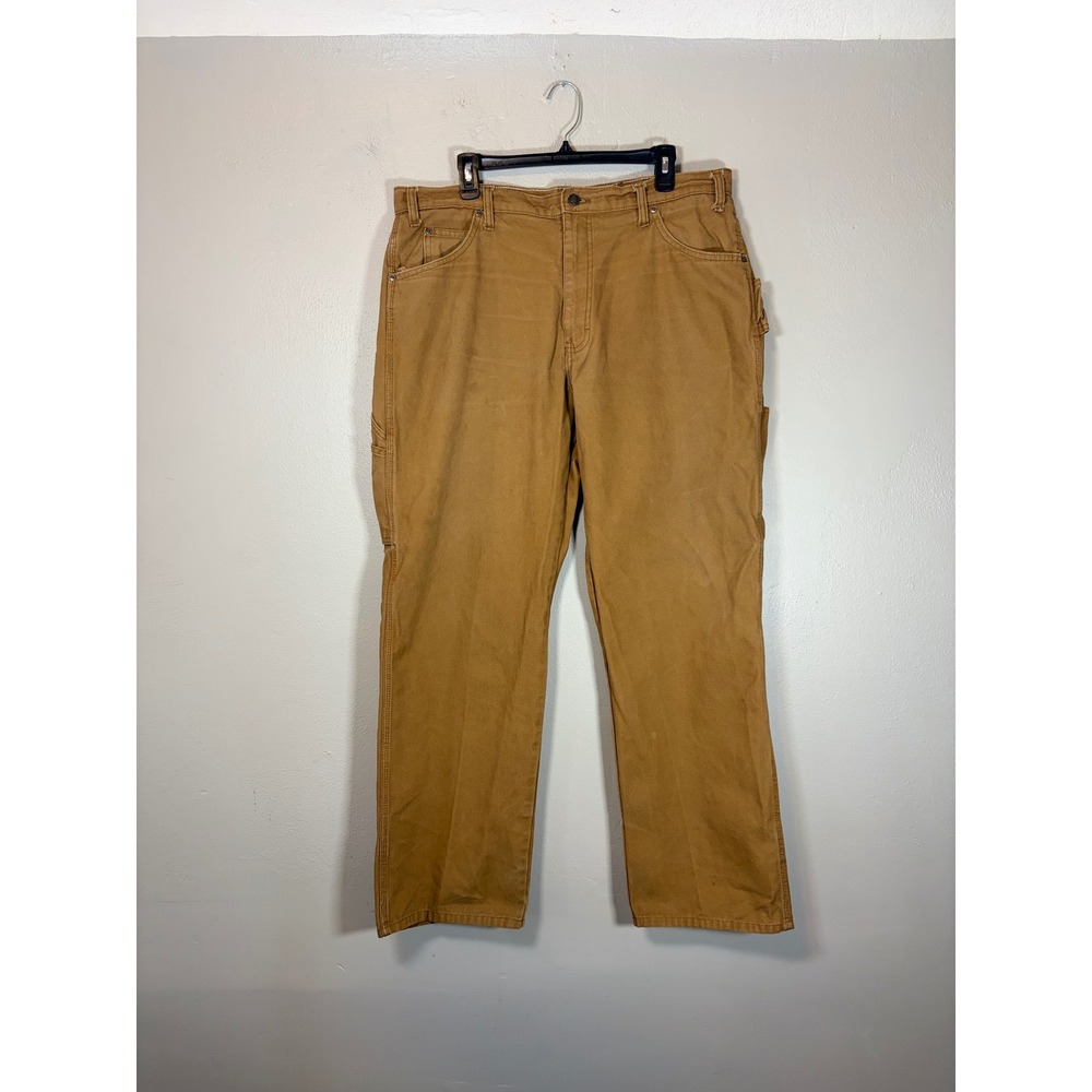 Dickies Men Duck Carpenter Pant Brown DU336RBD 38x32 Relaxed Fit Canvas Workwear